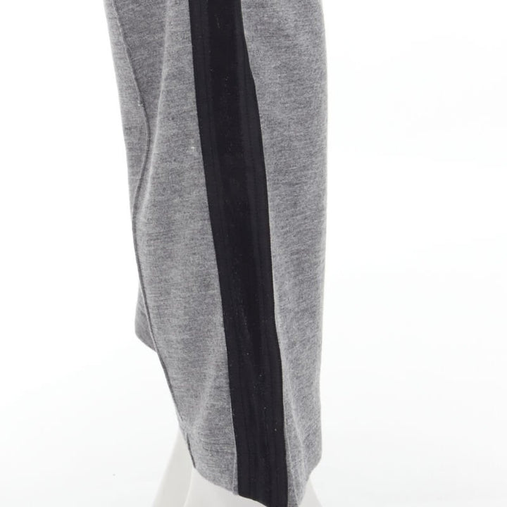 GUCCI grey viscose cotton black side tape wide sweat pants XS
