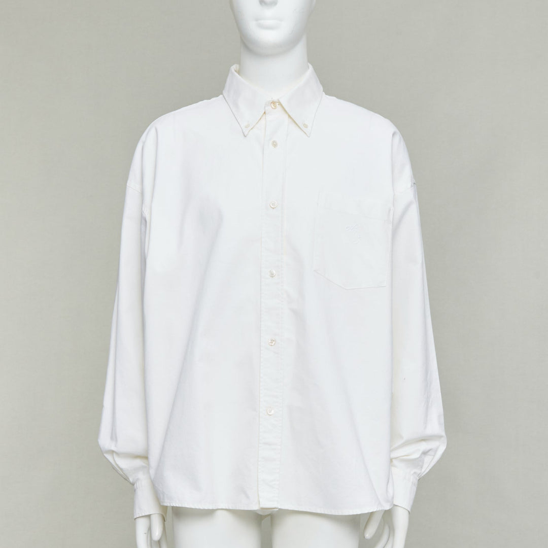 ACNE STUDIOS cream cotton cocoon silhouette AS embroidered shirt FR50 L