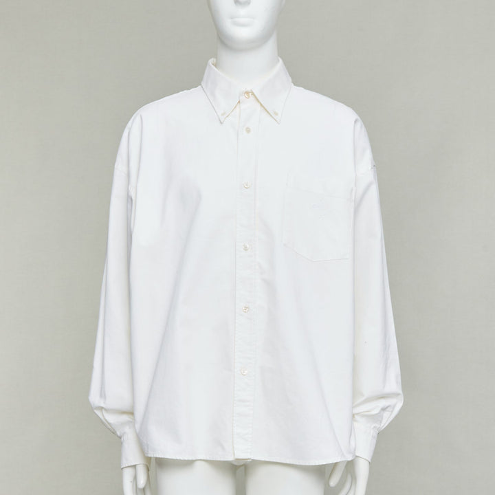 ACNE STUDIOS cream cotton cocoon silhouette AS embroidered shirt FR50 L