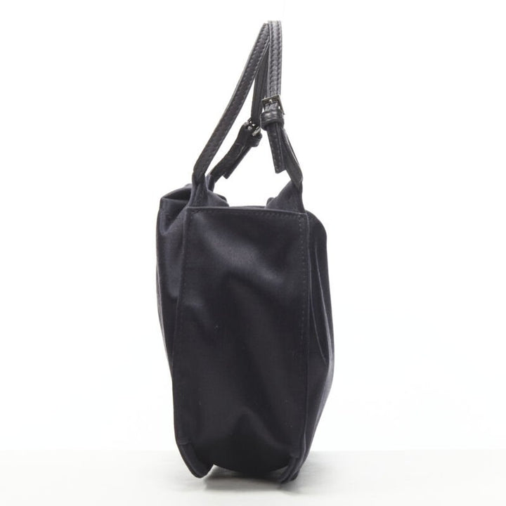 GUCCI TOM FORD black gathered silk satin minimal leather handle bucket bag