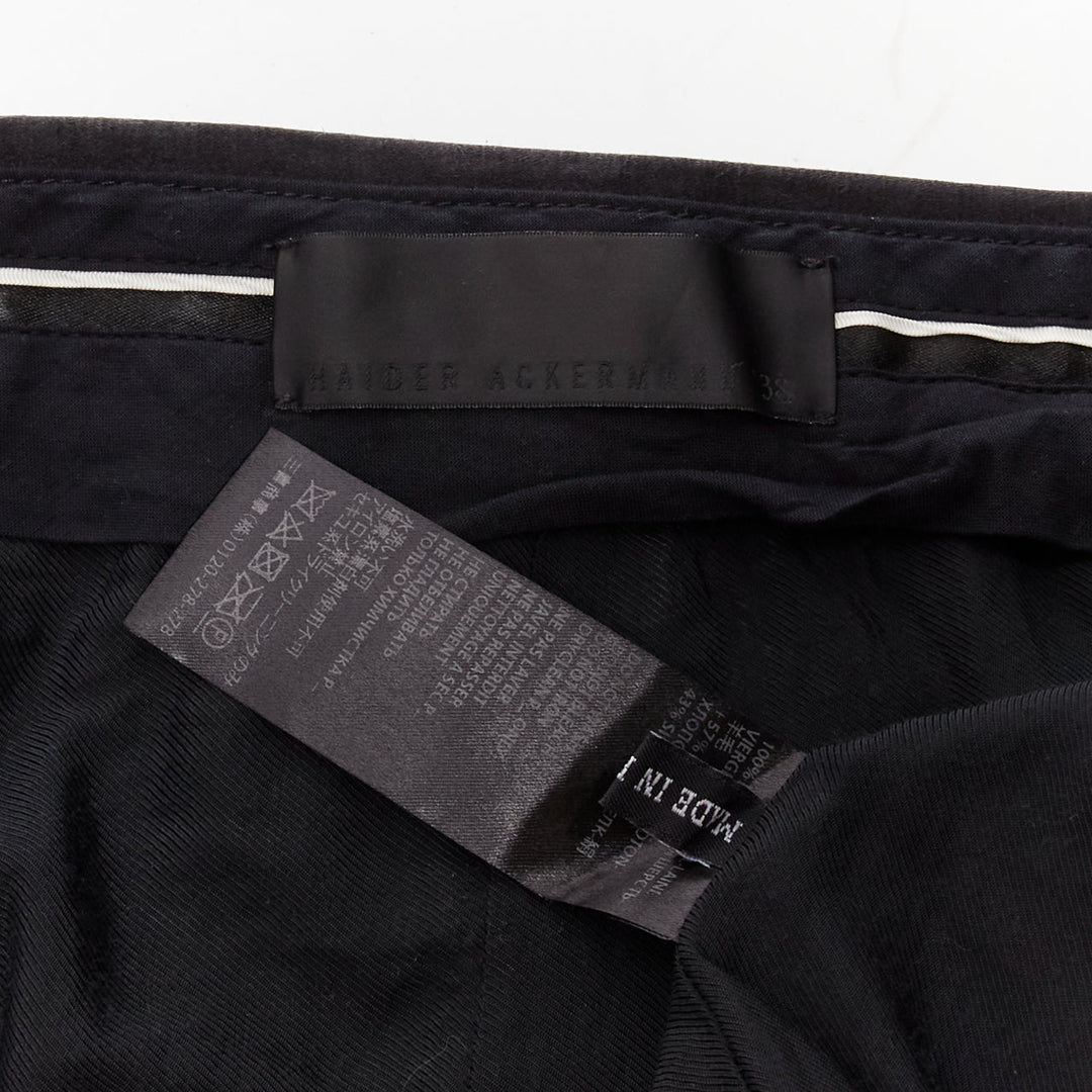 HAIDER ACKERMANN black wool cotton white topstitch waist dress pants EU38 M