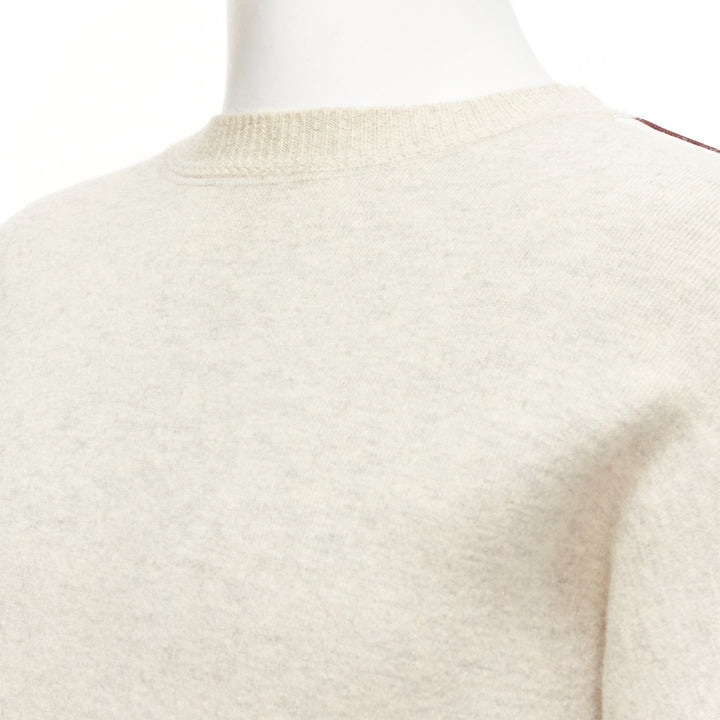 ISABEL MARANT Nelson grey melange cotton striped trim sweatshirt S