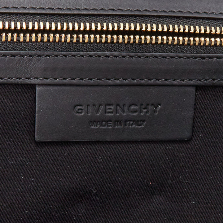 GIVENCHY Shark black red ponyhair gold turnlock foldover clutch bag