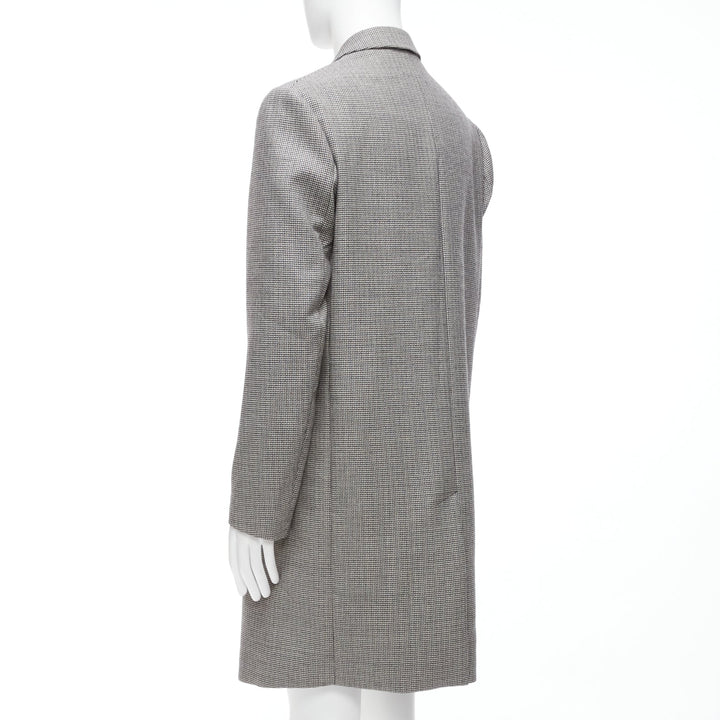 MARNI grey houndstooth wool blend invisible placket longline coat IT48 M