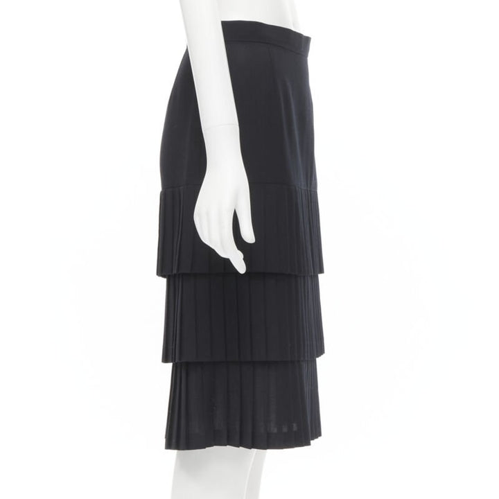 JUNYA WATANABE 1998 black pleated tiered hem pencil skirt S