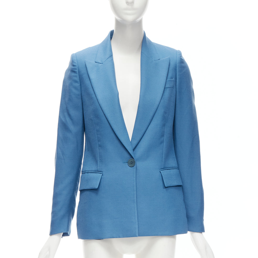 STELLA MCCARTNEY 2010 blue 100% wool rubberised buttons  blazer jacket IT36 XXS