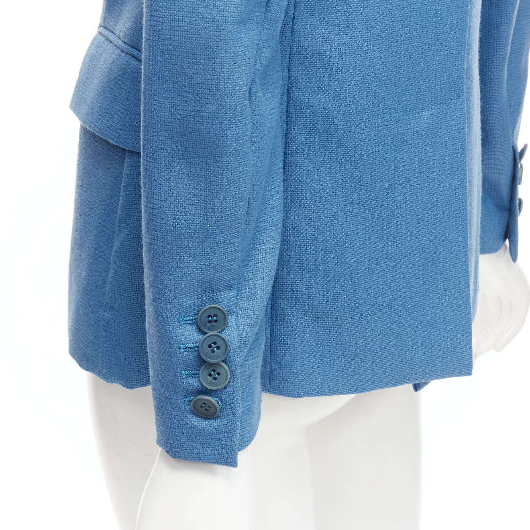 STELLA MCCARTNEY 2010 blue 100% wool rubberised buttons  blazer jacket IT36 XXS