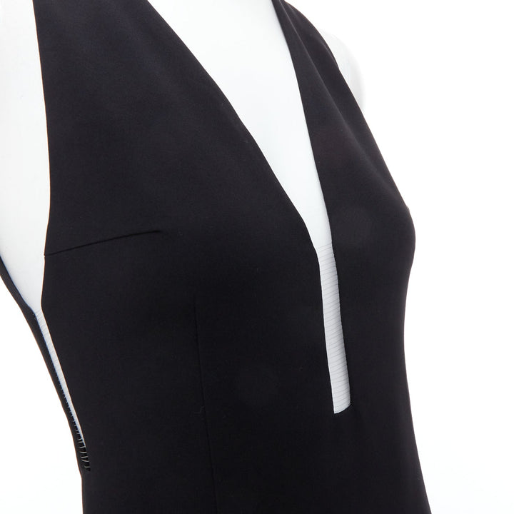 ALEXANDER WANG black fish wire plunge neck mini dress US2 S