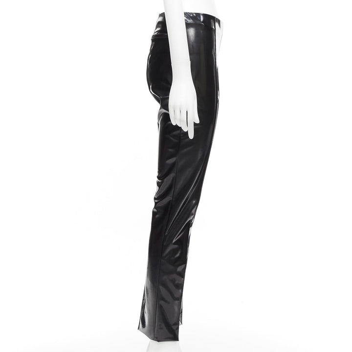 VALENTINO black vinyl pleat front back slit pockets pants S
