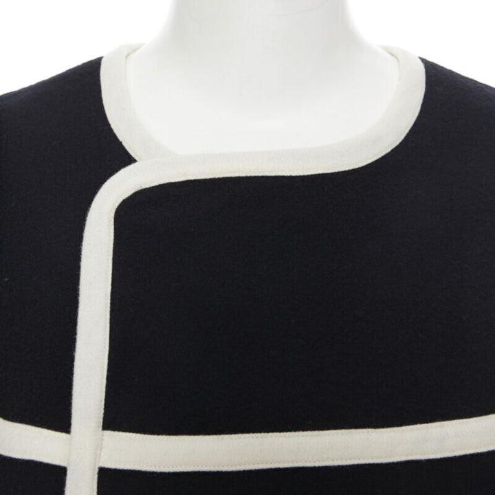 vintage COMME DES GARCONS 1989 Runway black white trimmed cape poncho jacket M