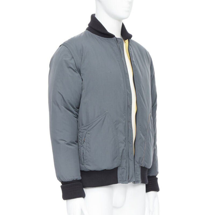 N HOOLYWOOD greey contrast yellow lined goose down padded bomber jacket S