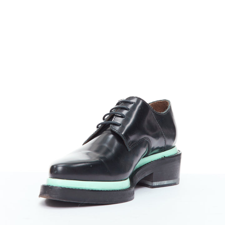 ACNE STUDIOS Lark mint blue midsole lace up minimal block shoes  EU38