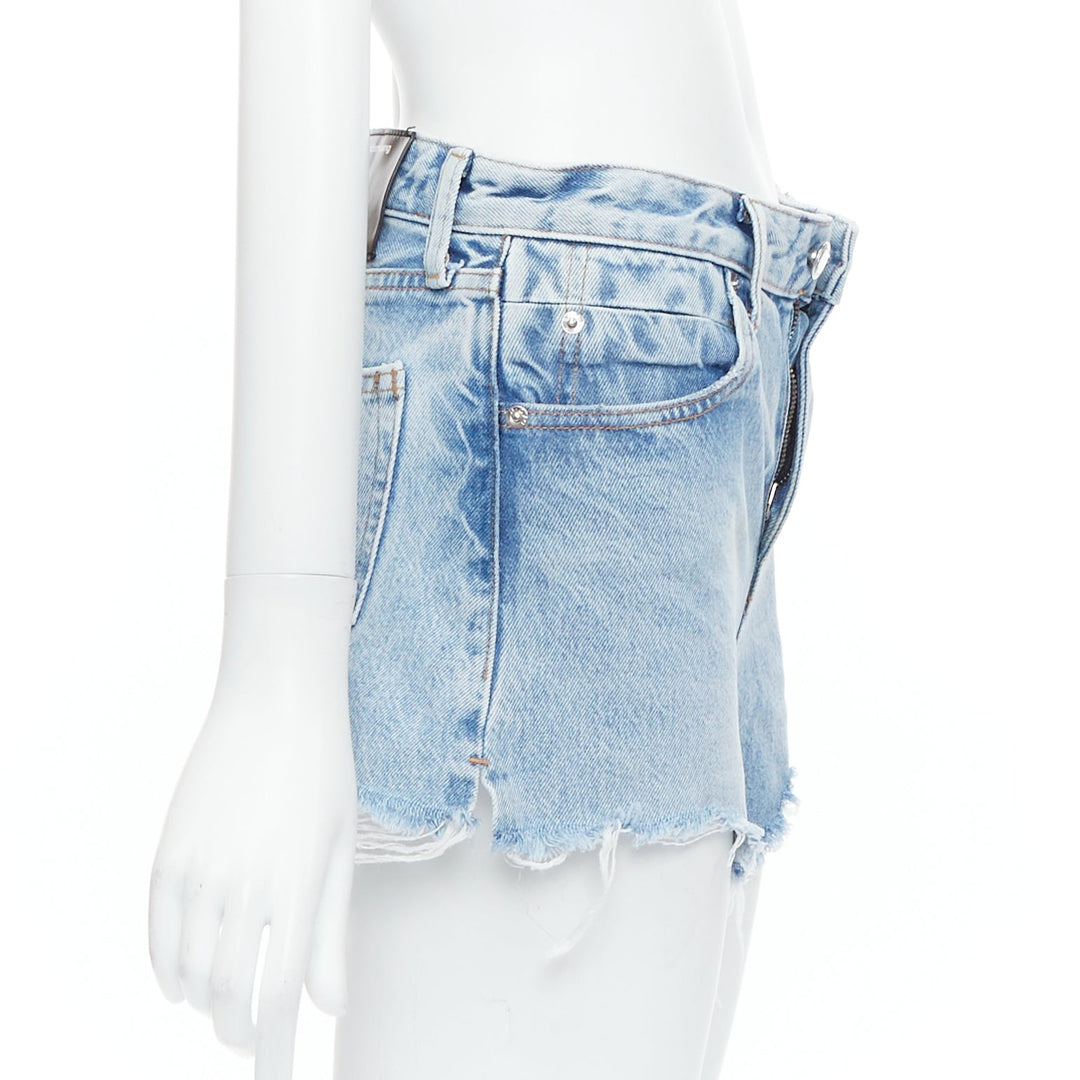 ALEXANDER WANG Bite Zip blue washed denim hot pants shorts 25"