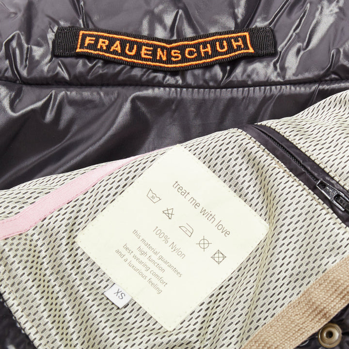 FRAUENSCHUH Limited Edition handcrafted khaki nylon zip snow puffer jacket XS