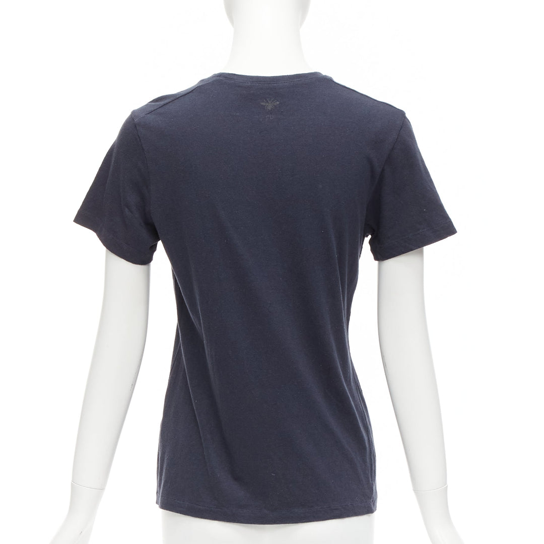 CHRISTIAN DIOR WE Should All Be Feminists washed navy cotton linen tshirt XS