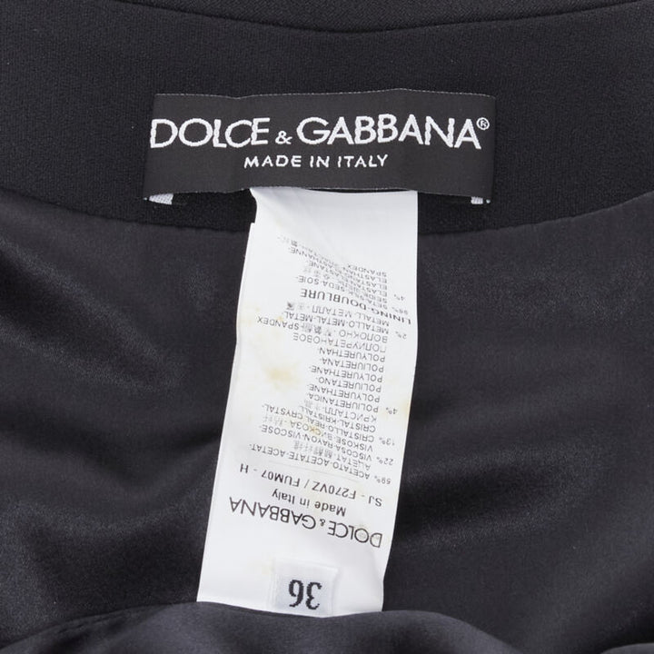 DOLCE GABBANA black silver crystal rhinestone collar cuff dinner jacket IT36 XS