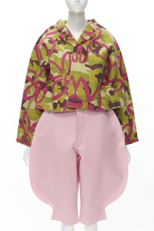 rare COMME DES GARCONS 2012 Runway 2D Flat Packed Doll green camo pink set S