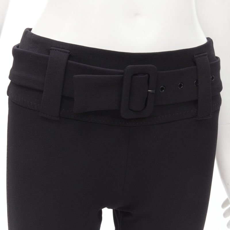 PRADA black wool buckle belt tapered cropped pants XS