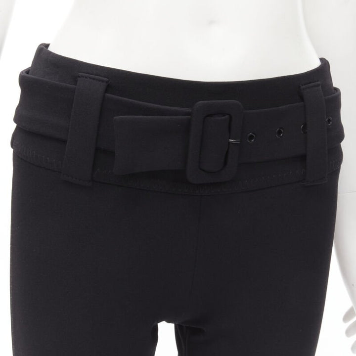 PRADA black wool buckle belt tapered cropped pants XS