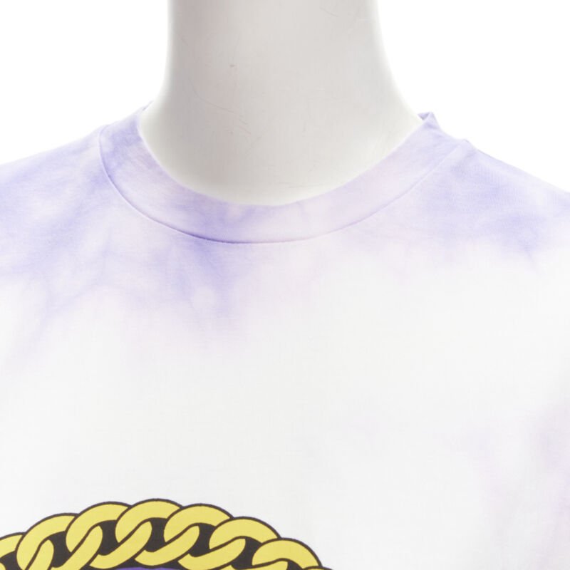 BALMAIN cotton purple tie dye Depuis 1945 logo 80's retro crew neck tshirt XXS