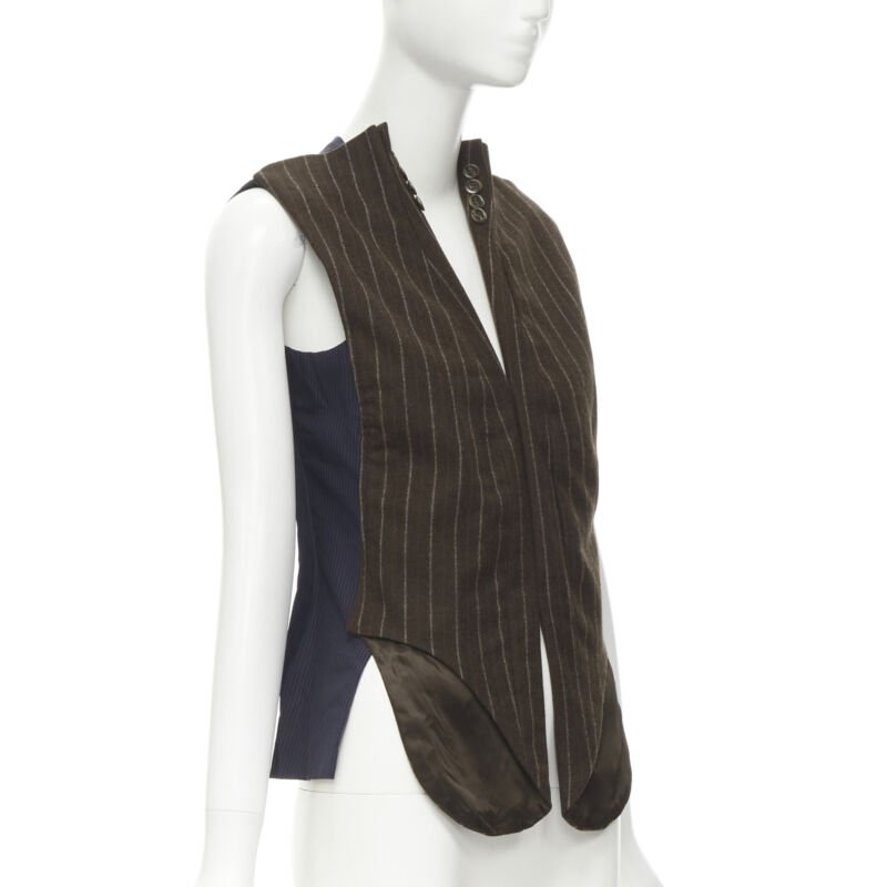 MAISON MARTIN MARGIELA ARTISANAL 2003 Runway brown deconstructed sleeves vest