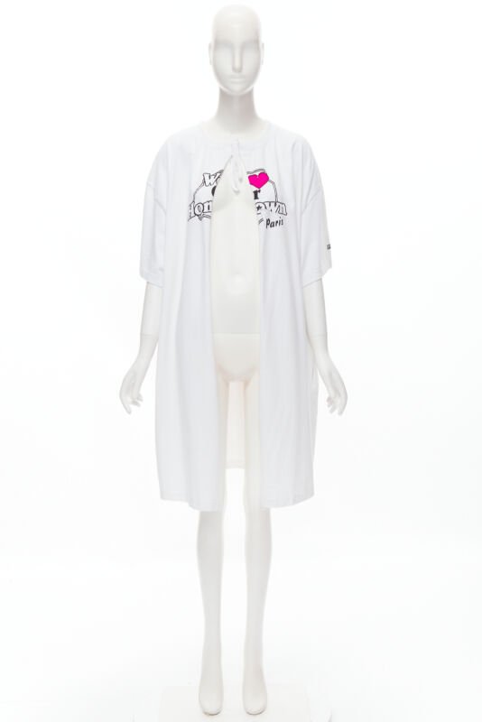 VETEMENTS 2018 Demna white We Love Our Hometown split front sweater XS