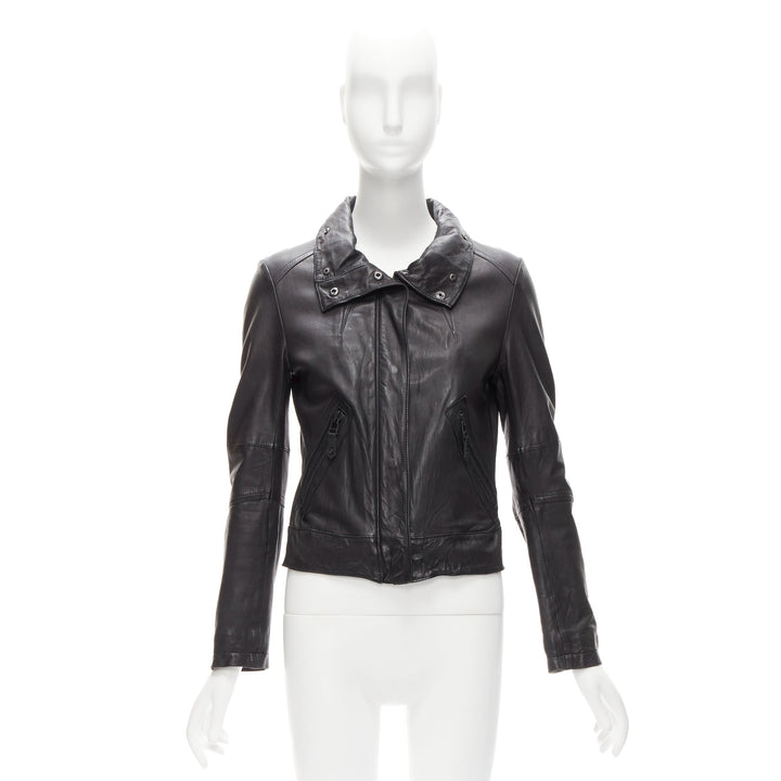 ATSURO TAYAMA black sheepskin leather 2 way collar biker jacket US4 S