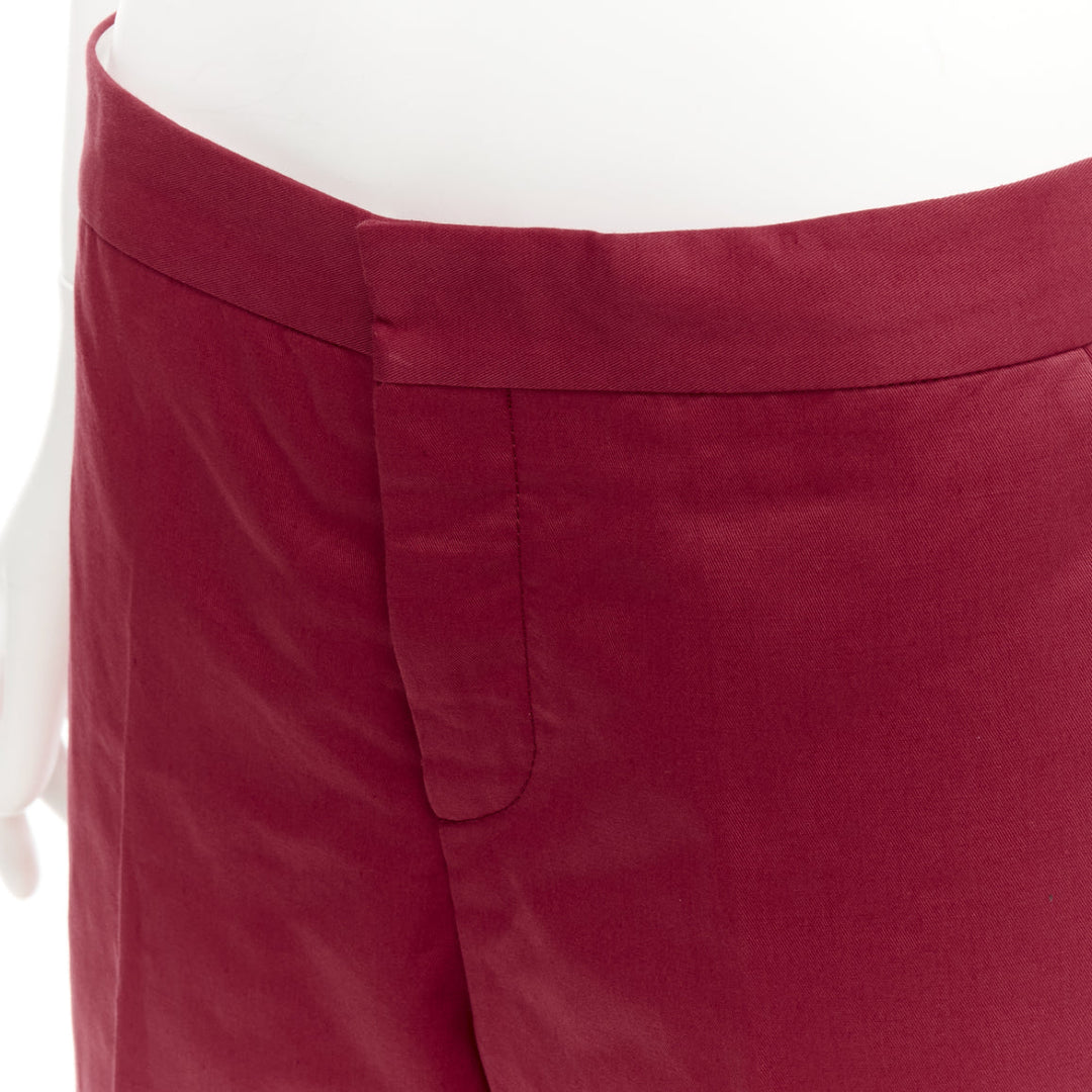MARNI red cotton linen minimal classic wide cropped pants IT40 S