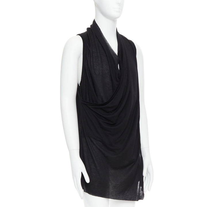 MA JULIUS 2014 black draped deep scoop neck layered tank top JP2 M