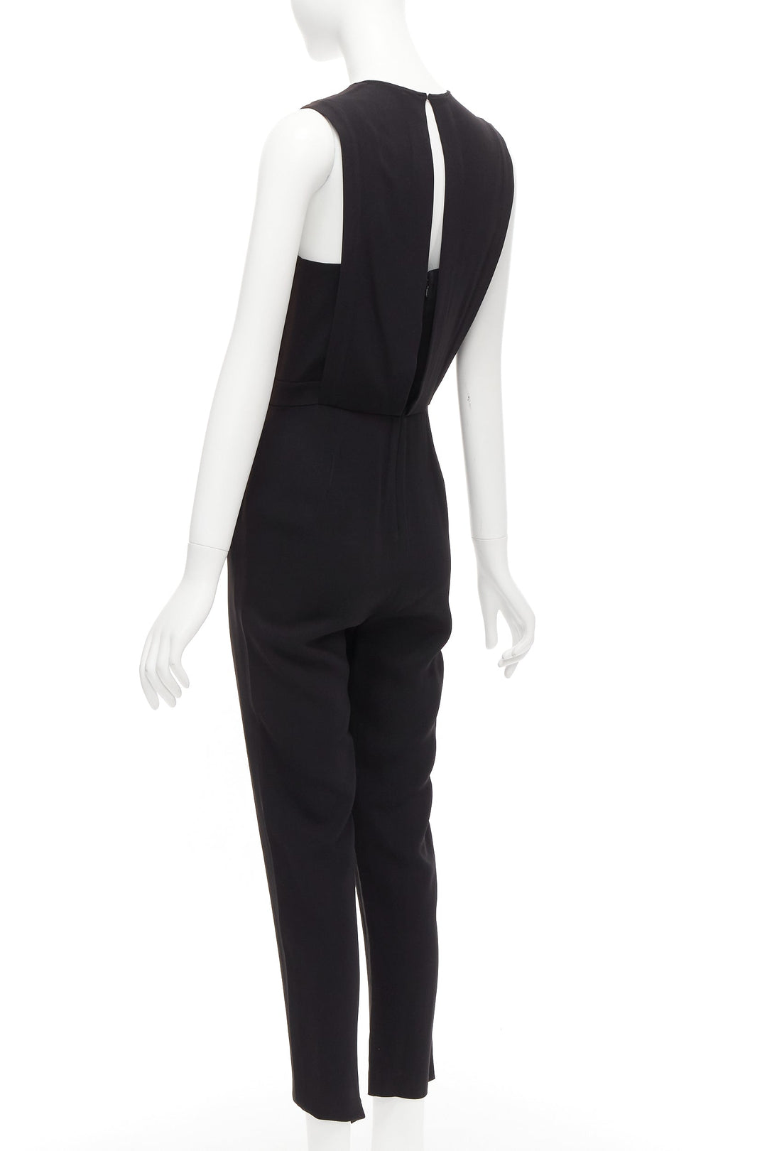 THEORY black layered top back zip cropped sleeveless jumpsuit US0 XS
