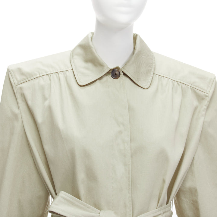 BALENCIAGA Demna 2017 Runway boxy oversized shoulder belted trench coat FR34 XS