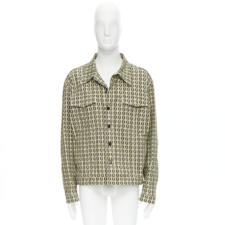 FENDI Forever Bamboo FF Zucca monogram brown cotton jacket IT52 XXL