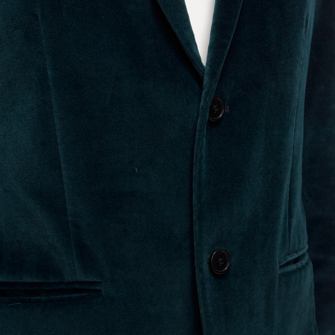 KENZO dark teal cotton velvet plus fit single breasted blazer IT48 M