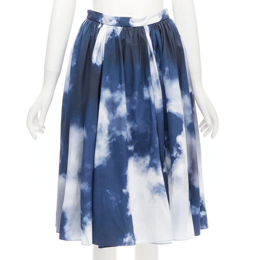 ALEXANDER MCQUEEN 2022 Sky cloud blue white A-line flared skirt IT38 XS