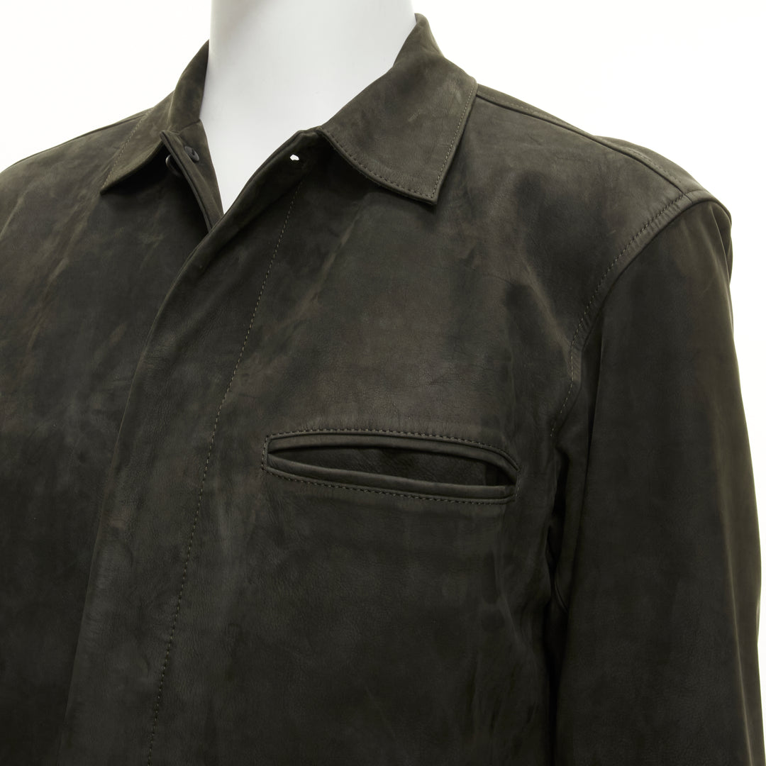 ISSEY MIYAKE WHITE LABEL grey cowhide suede leather overshirt jacket JP1 S
