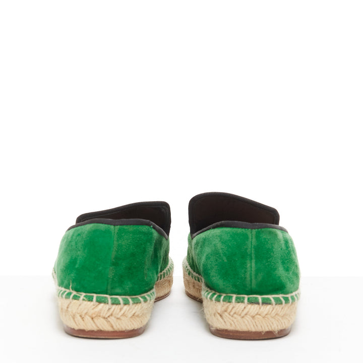 OLD CELINE Phoebe Philo green suede black grosgrain jute espadrilles EU38