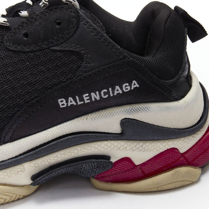BALENCIAGA Triple S black mesh white red triple sole chunky sneaker EU37