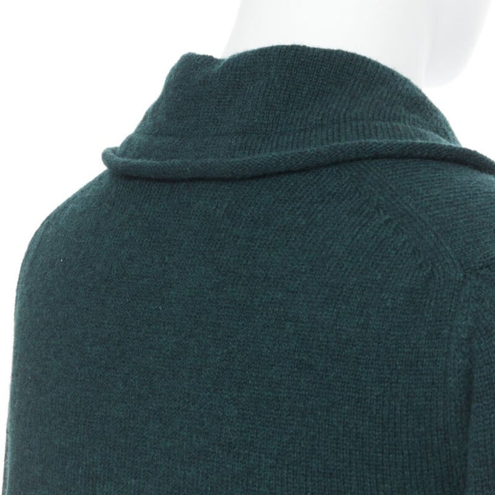 UNDERCOVER 100% wool dark green ribbon drawstring V-neck pullover sweater S