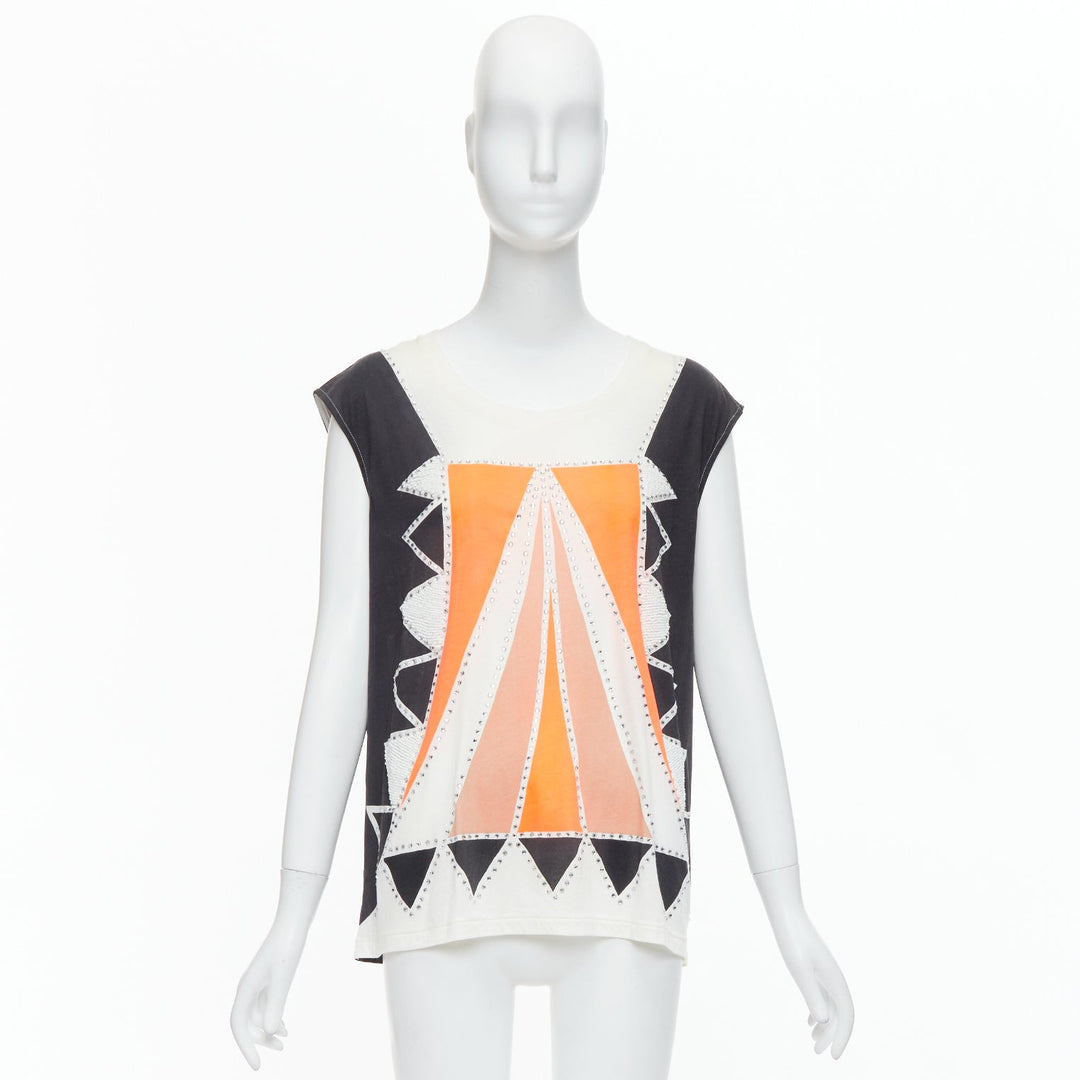 SASS & BIDE Love Shady neon orange black crystal embellished cotton tank S