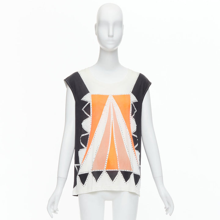 SASS & BIDE Love Shady neon orange black crystal embellished cotton tank S