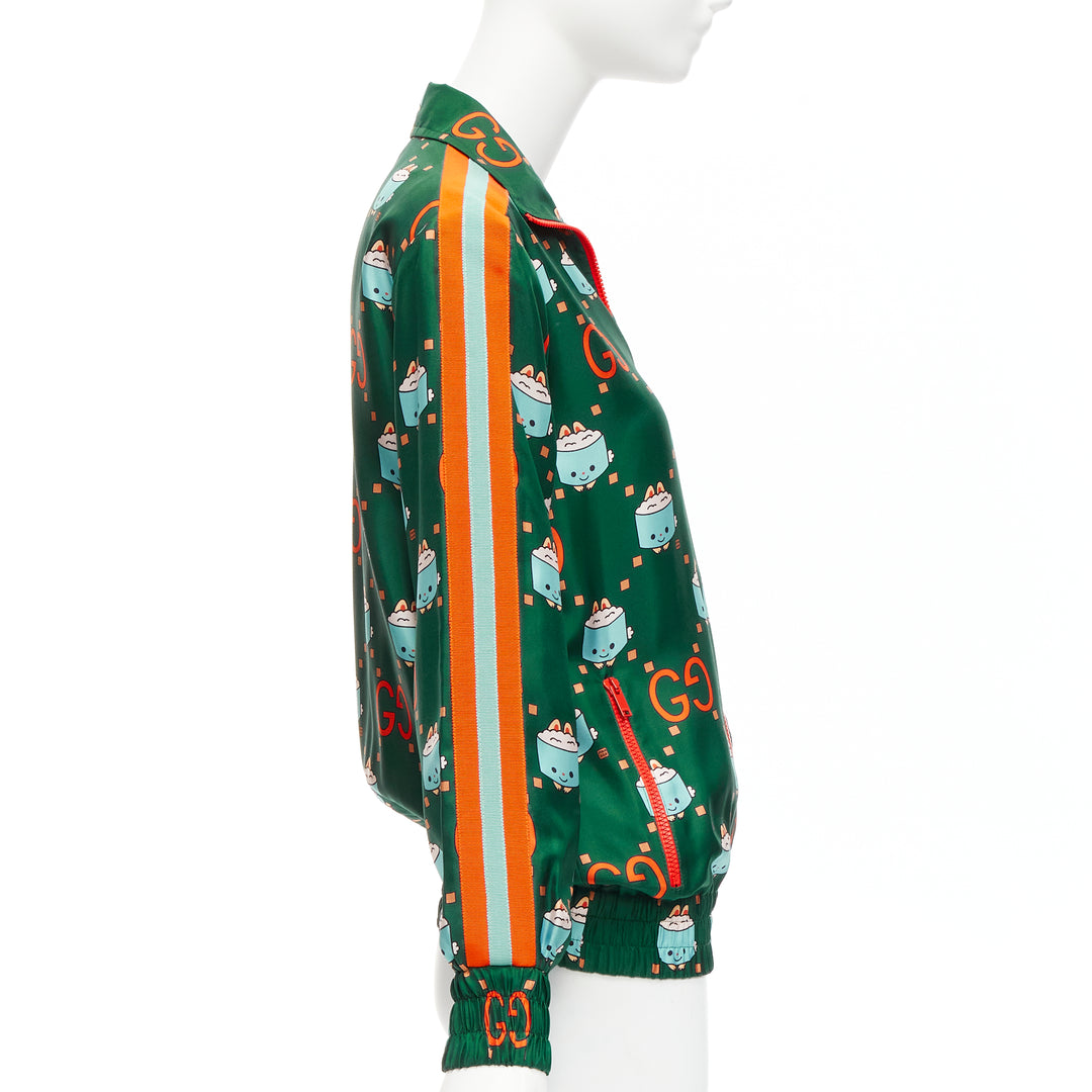GUCCI 2023 Pikarar GG logo monogram green orange silk track jacket XXS