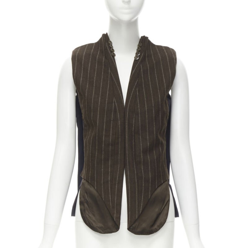 MAISON MARTIN MARGIELA ARTISANAL 2003 Runway brown deconstructed sleeves vest