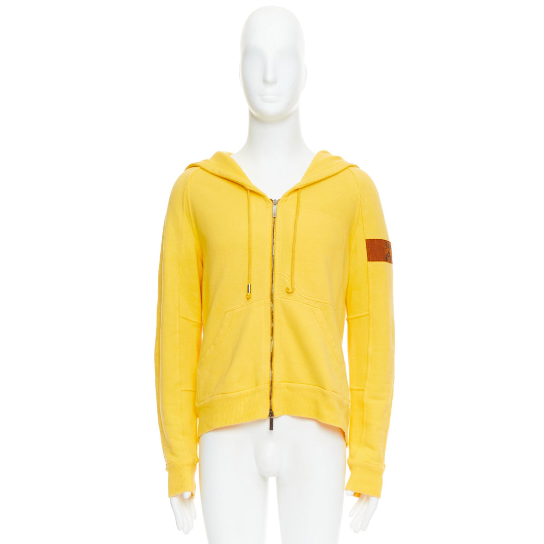 JOHN GALLIANO yellow cotton red logo print back raglan hoodie L