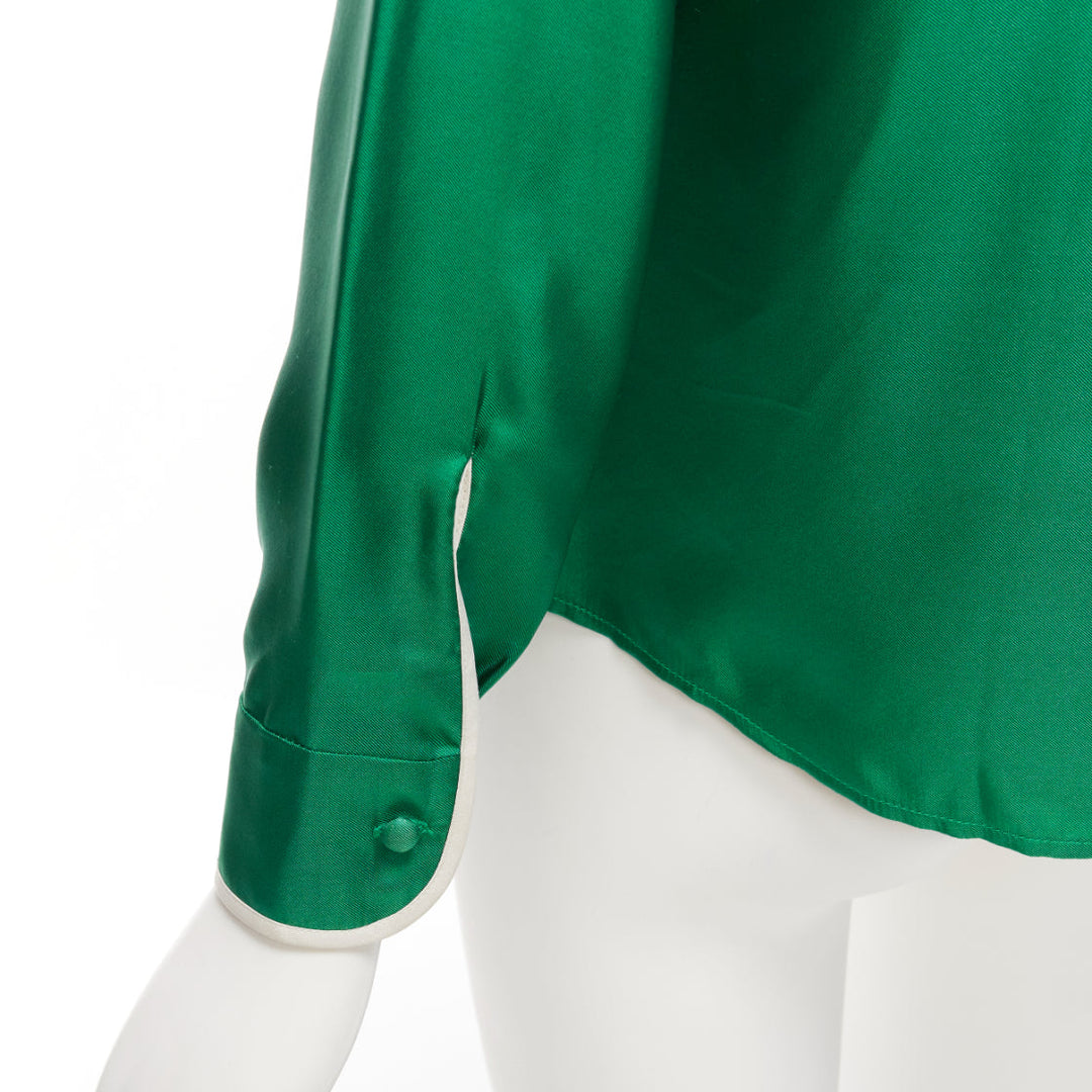RED VALENTINO 2022 100% silk green bow tie Peter Pan blouse shirt IT38 XS