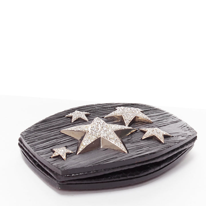 rare JIMMY CHOO black acrylic silver star crystal embellished mini clutch bag