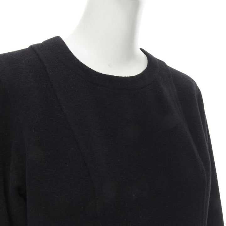 vintage COMME DES GARCONS 1980s black wool asymmetric panelled sheath dress M