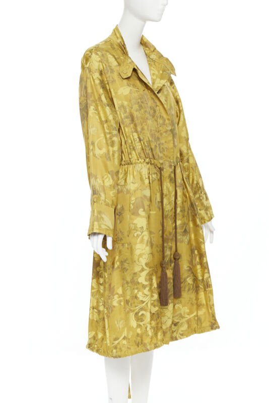 Runway OSCAR DE LA RENTA 2019 silk  floral tassel drawstring robe coat S
