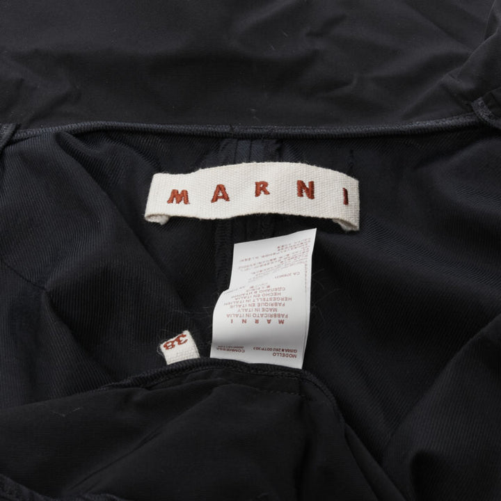 MARNI black polyester box dart layered back flared short trench coat IT38 XS