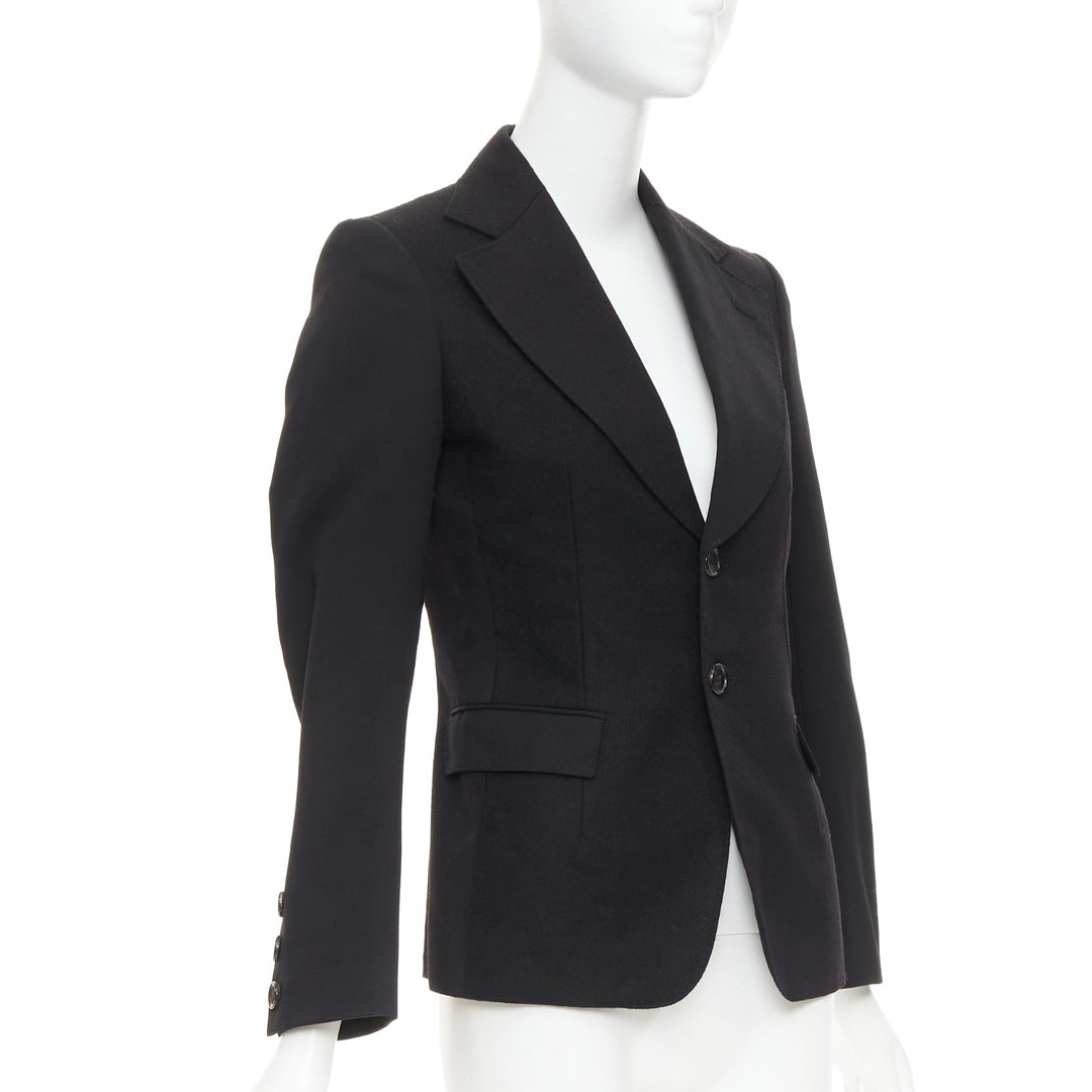 JUNYA WATANABE 2006 black wool contrast wide collar flap pocket blazer XS