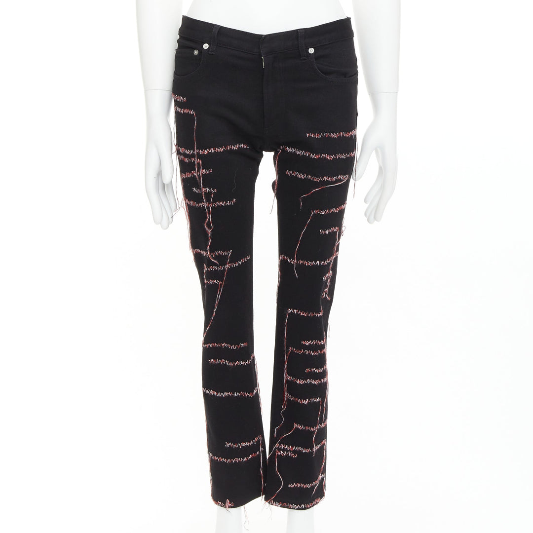 DIOR HOMME 2016 Runway black red white stitch cropped jeans 30" Lil Uzi Vert